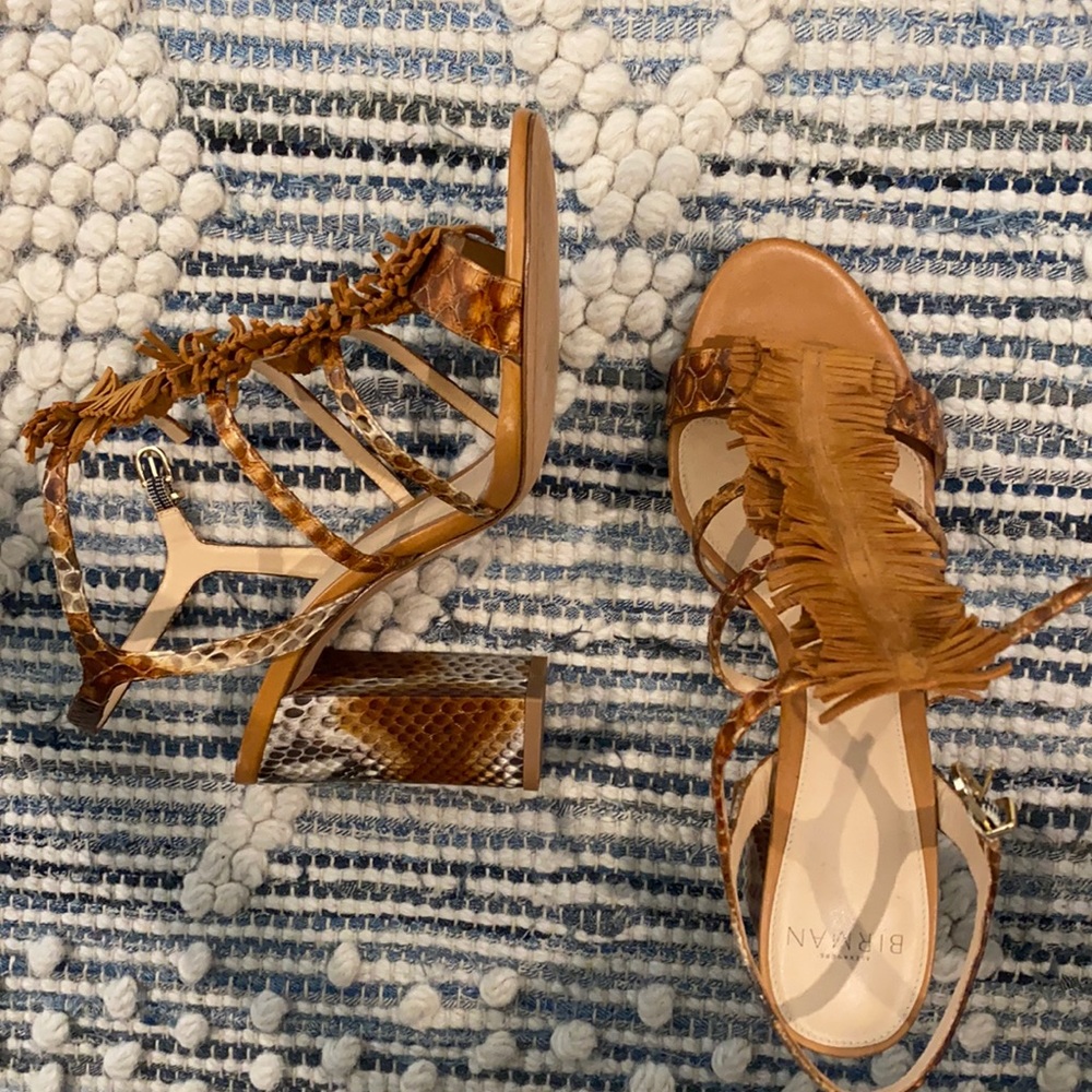 Alexandre Birman snakeskin suede fringe sandals